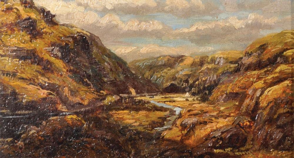 Raymond Dearn comparable auction result: raymond dearn 1858 1925 british a mountainous river landscape oil on canvas signed 6 x 10 and the companion piece a pair 2