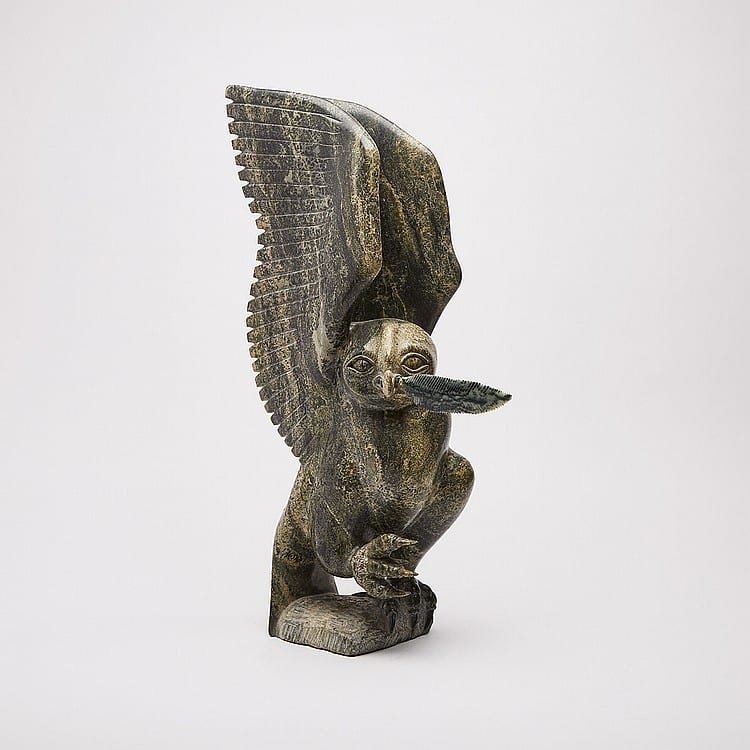 Shorty Killiktee comparable auction result: shorty killiktee 1949 1993 hawk with feather stone 24 5 x 6 x 12 in 62 2 x 15 2 x 30 5 cm