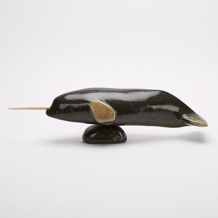 Seepee Ipeelie comparable auction result: seepee ipeelie 1940 2000 narwhal stone antler 5 x 3 5 x 19 in 12 7 x 8 9 x 48 3 cm