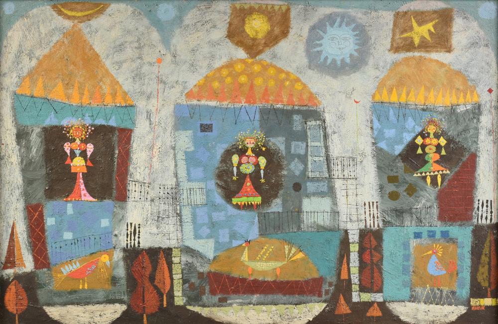 Edward Marecak comparable auction result: edward marecak american 1919 1993 a painting pleasure domes