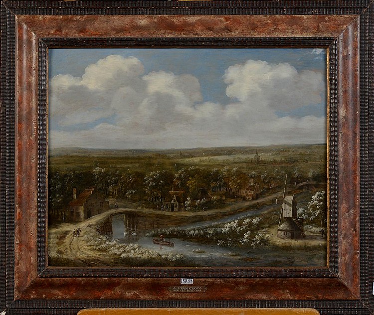 Anthony Jansz. van der Croos comparable auction result: huile sur panneau de ch ne paysage fluvial anim attribu anthony jansz van der croos ecole hollandaise dim 45 5x58 5cm