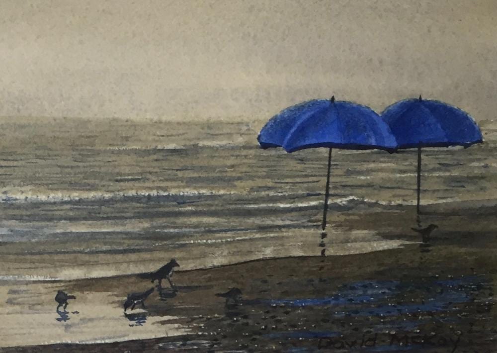 David McKay comparable auction result: david mckay 1945 wet sand watercolor