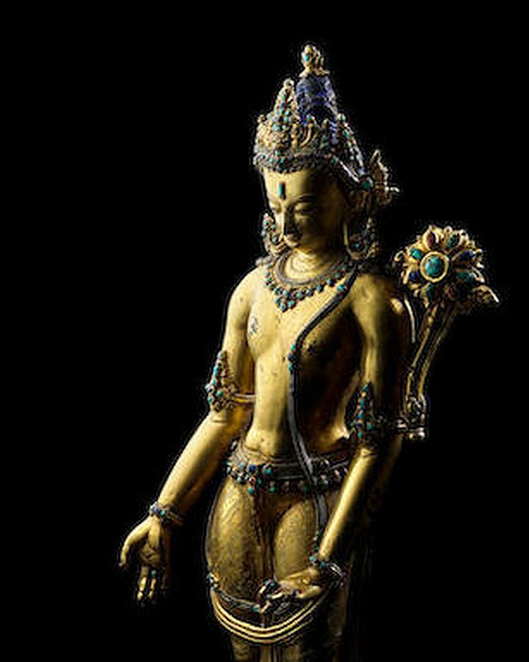 A Gilt Copper Alloy Figure Of Padmapani Lokeshvara Tibet, CIRCA 1400 Wit comparable sale