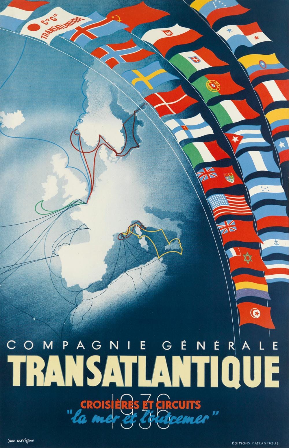 Jan Auvigne comparable auction result: jan auvigne 1859 1952 compagnie g n rale transatlantique 1936 39x25 inches 99x64 cm ditions l atlantique paris