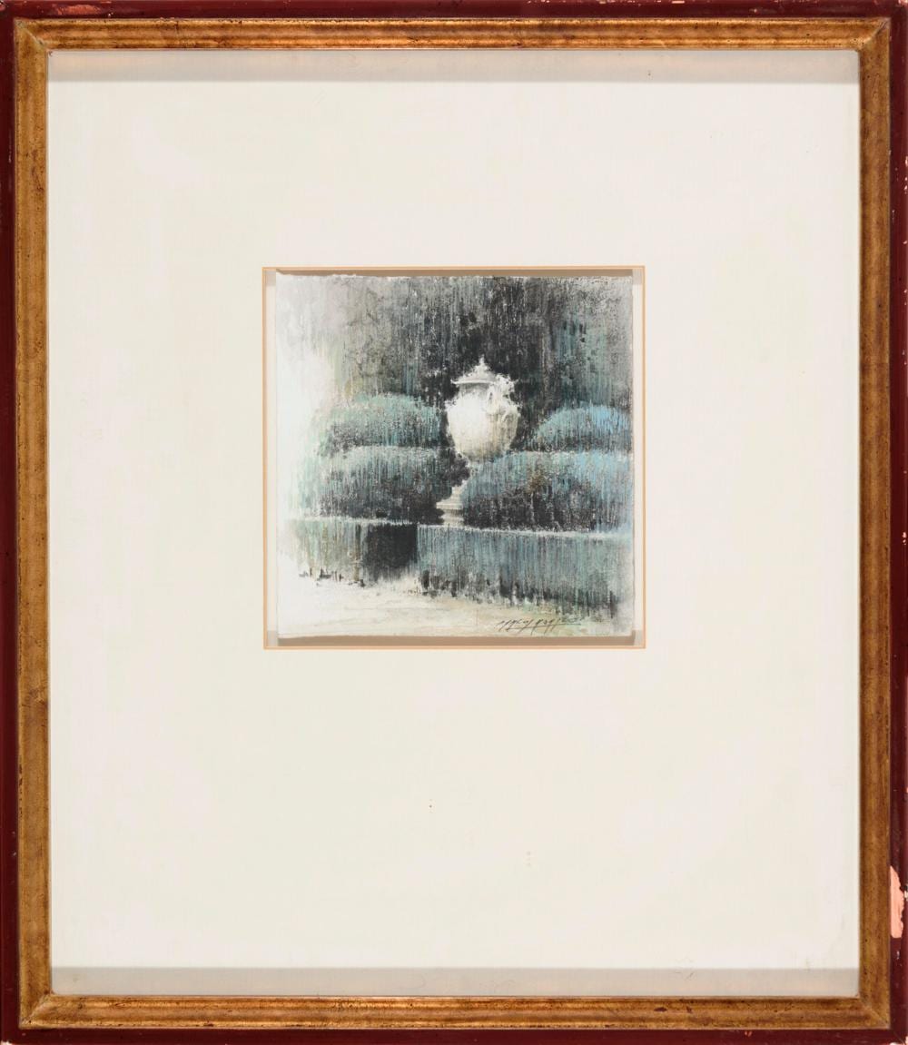 Carlos Morago comparable auction result: carlos morago madrid 1945 la cr tera acuarela sobre papel de 16 x 16 cm firmada enmarcada