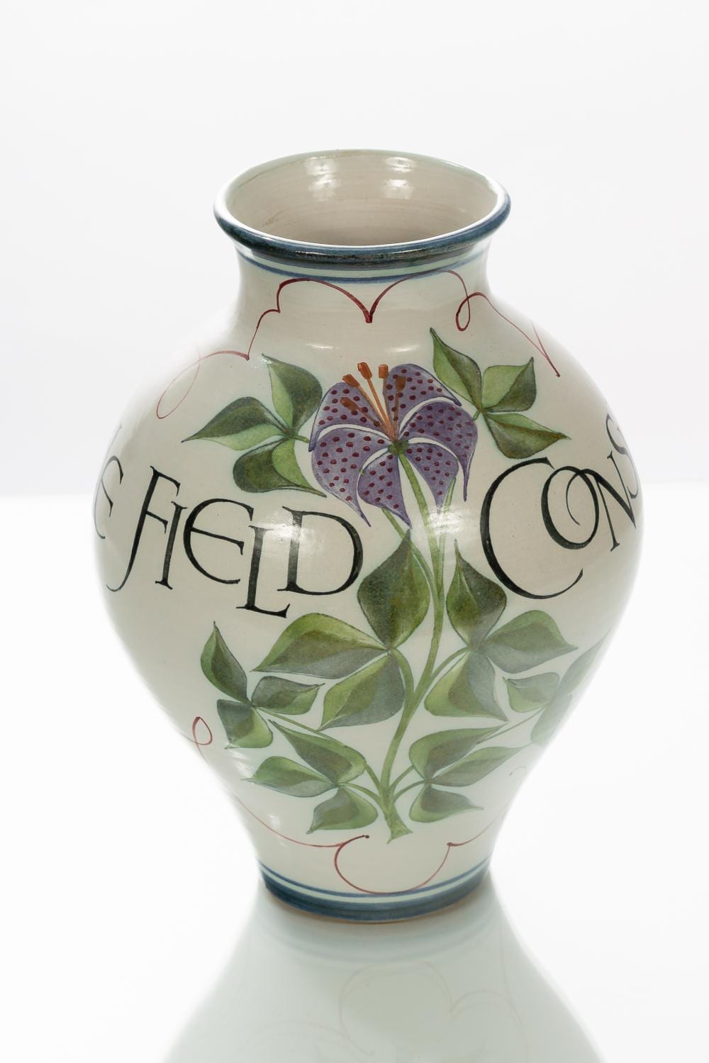 laurence mcgowan british born 1942 a stoneware vase painted a tiger lily and script consider the lilies of the field signed to base 28cm high · Chorley's · 2018-10-09 Laurence McGowan comparable auction result: laurence mcgowan british born 1942 a stoneware vase painted a tiger lily and script consider the lilies of the field signed to base 28cm high
