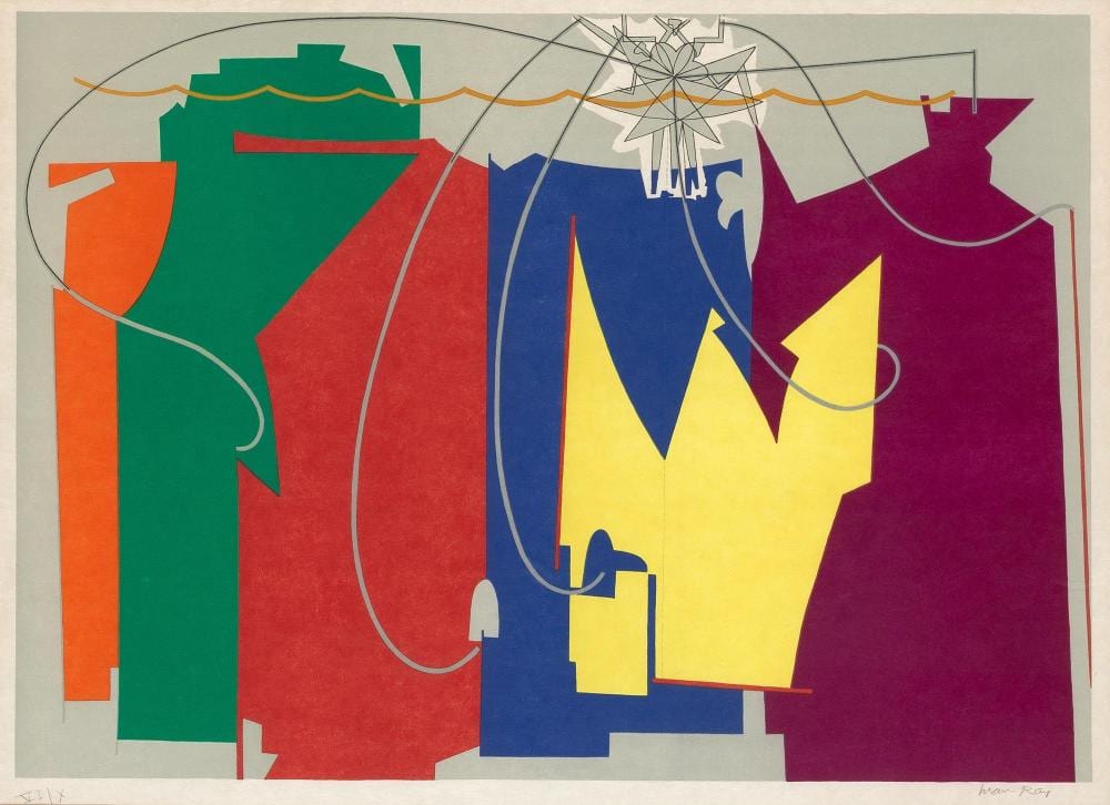 Man Ray THE ROPE DANCER ACCOMPANIES HERSELF WITH HER SHADOWS Color lithograph sold by DOYLE Auctioneers & Appraisers, lot 120 — auction record photograph
