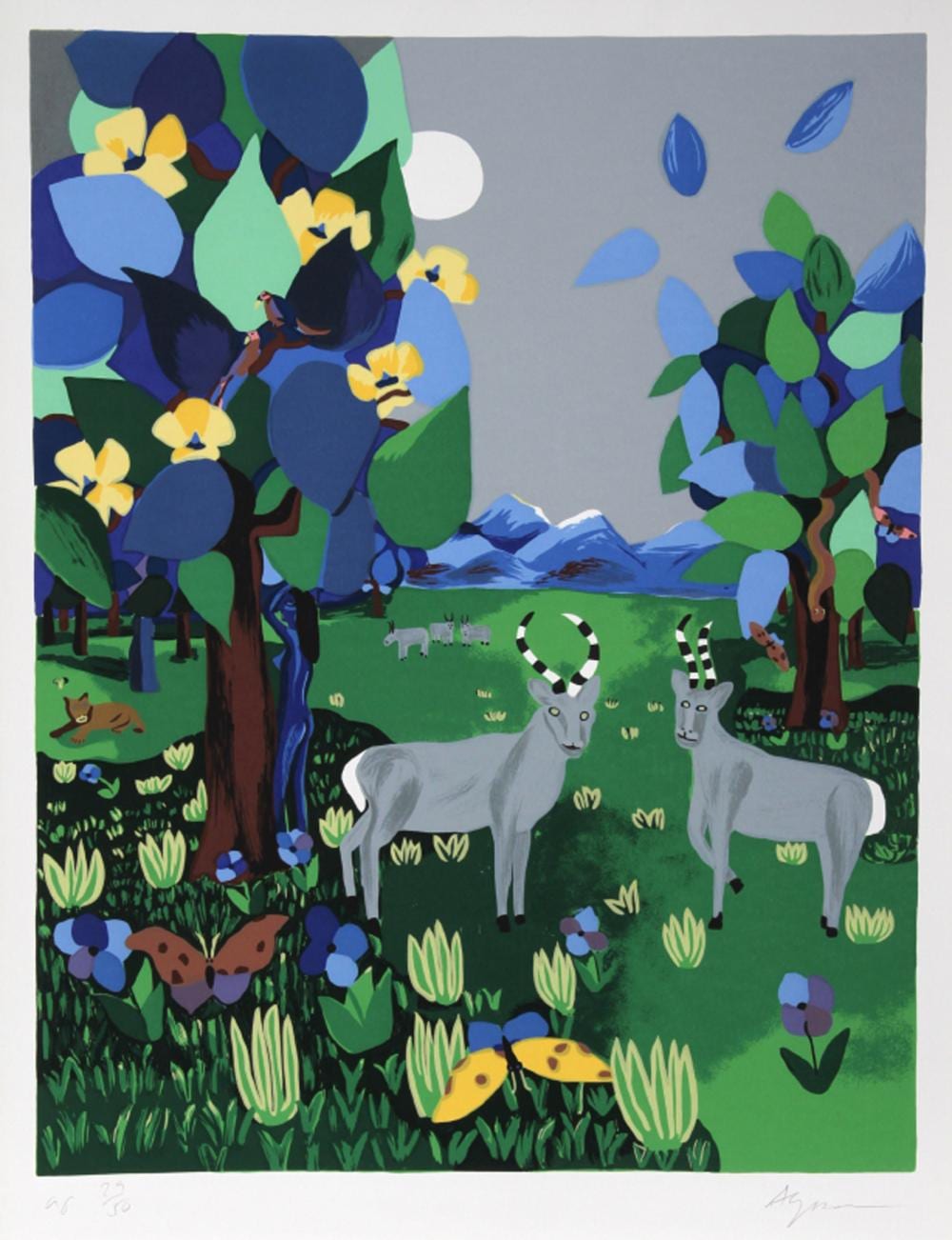 Aymon de Roussy de Sales comparable auction result: aymon de roussy de sales garden of eden serigraph