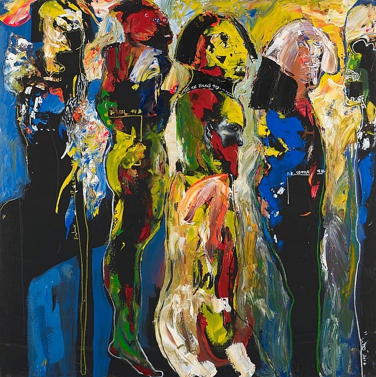 Soly Cisse comparable auction result: soly cisse ne en 1969 composition 2016 acrylique et craie grasse sur toi