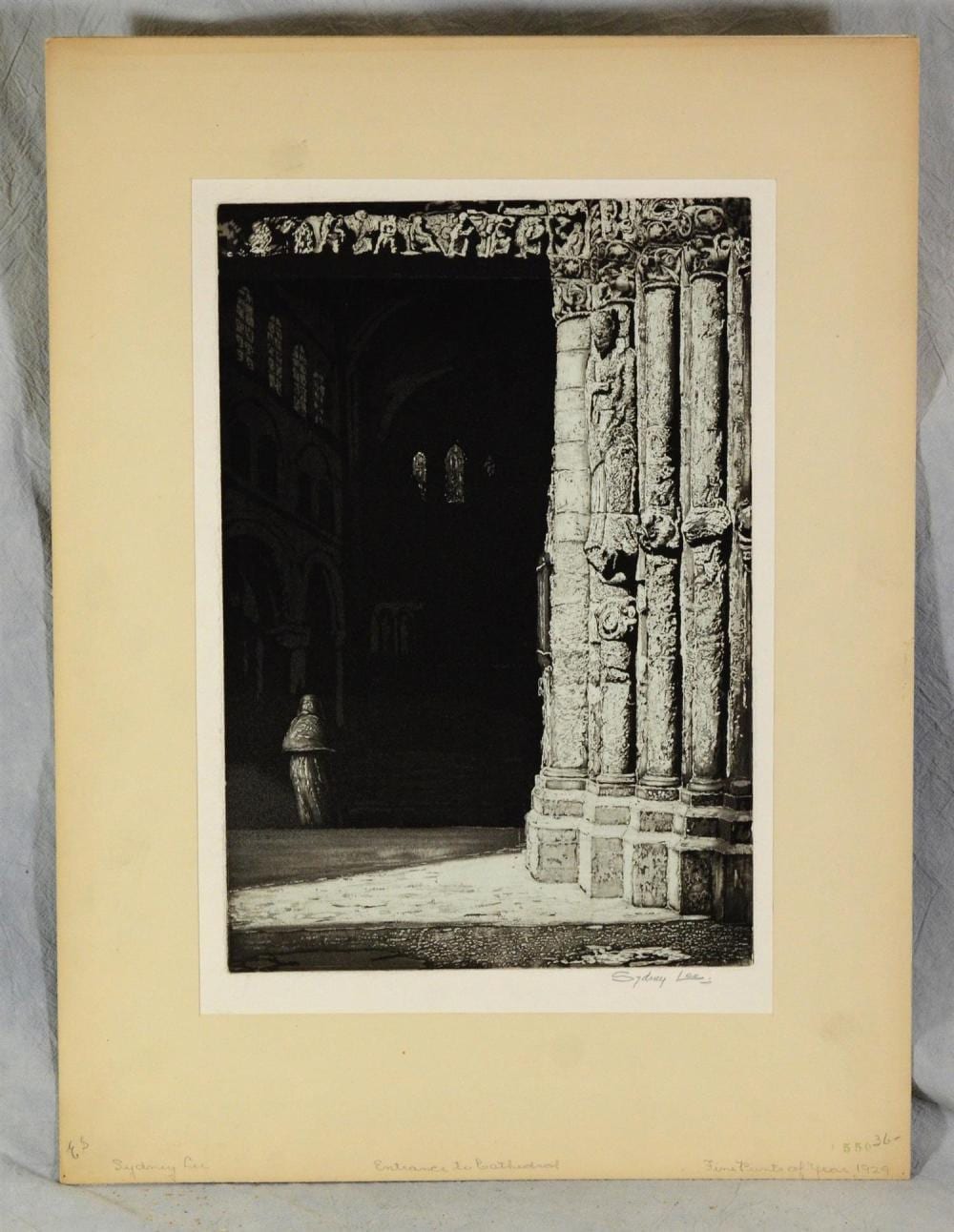 Sydney Lee comparable auction result: sydney lee english 1866 1949 aquatint entrance to cathedral pencil signed 13 1 2 x 9 1 4 pl 20 x 14 3 4 sheet very goo