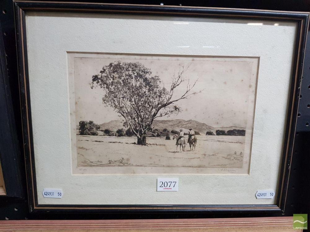 Alfred Warner comparable auction result: alfred warner 1879 1968 untitled two figures on horseback 13 5 x 21cm