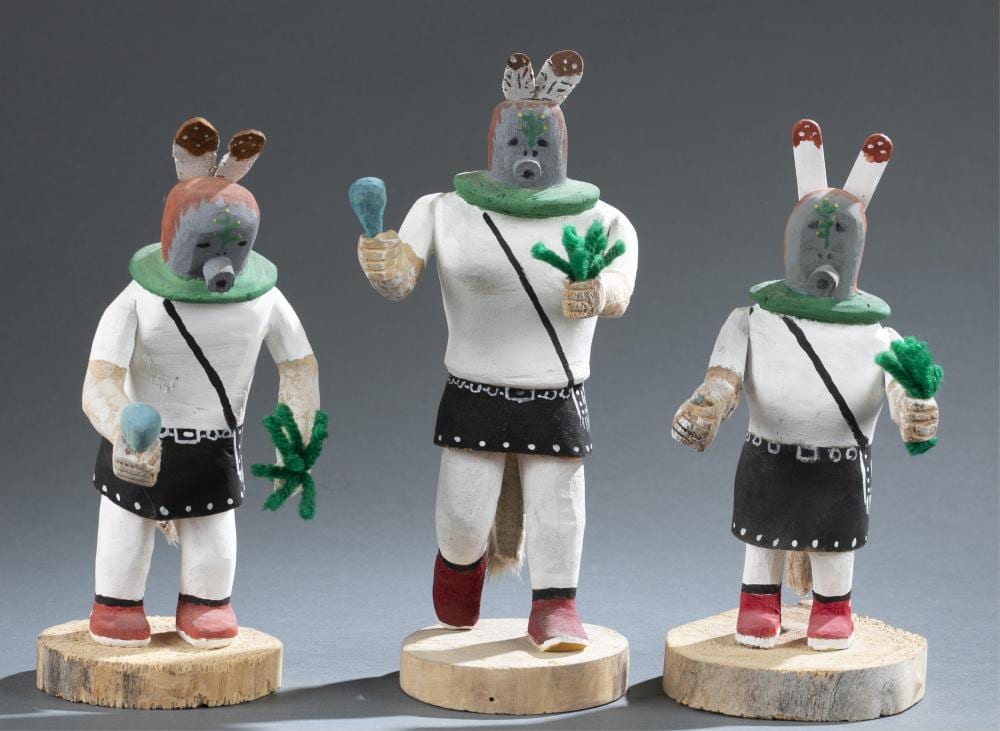 Johnson Antonio comparable auction result: johnson antonio 3 corn dancers carved figures