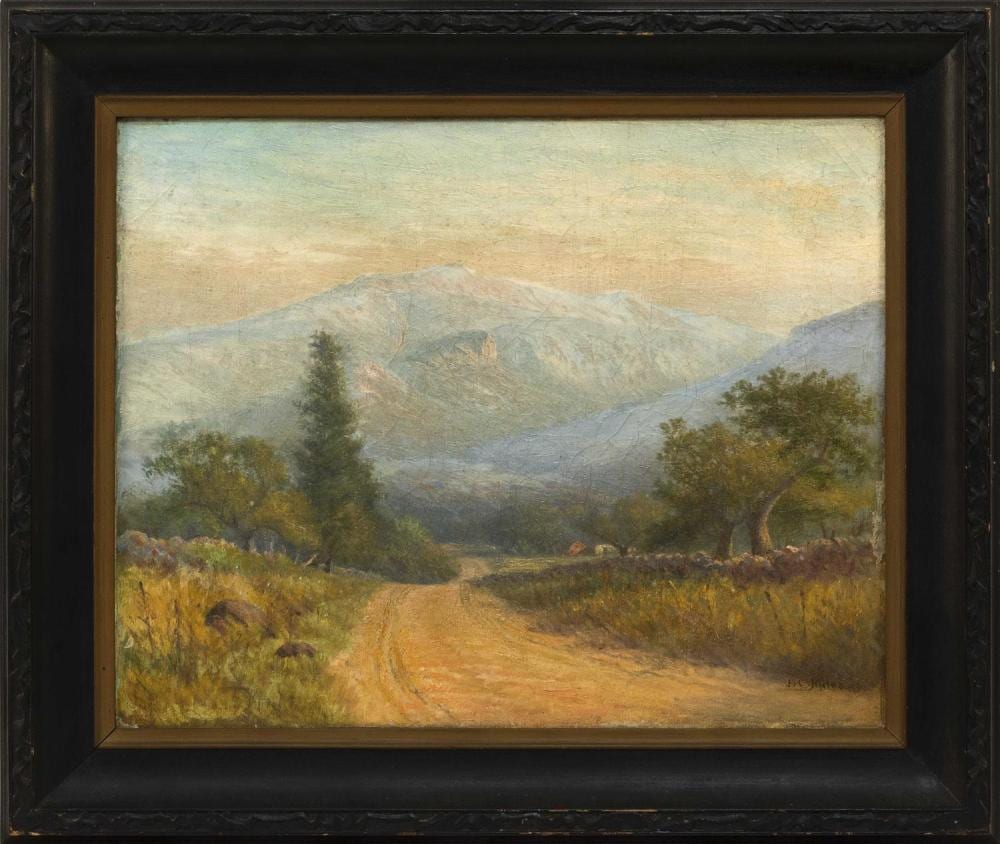 John Christopher Miles comparable auction result: john christopher miles massachusetts new brunswick canada 1837 1911 a mountain road oil on canvas 16 x 20 framed 22 x 26