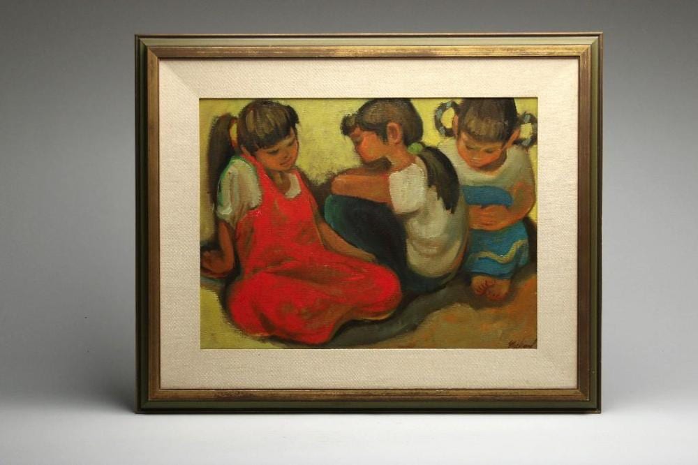 George Michaud Three Children OIl On Canvas sold by Hughes Auctions, lot 91 — auction record photograph