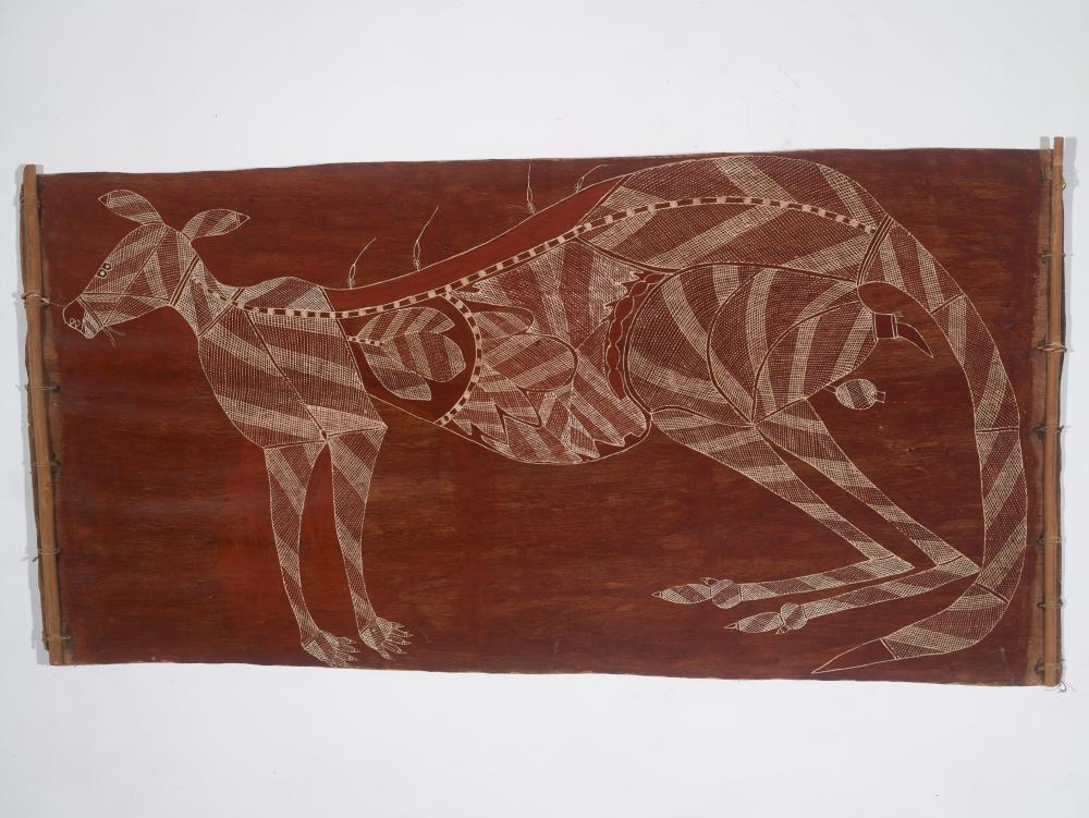 Dick Nguleingulei comparable auction result: dick nguleingulei 1928 1988 bark painting totem kangaroo
