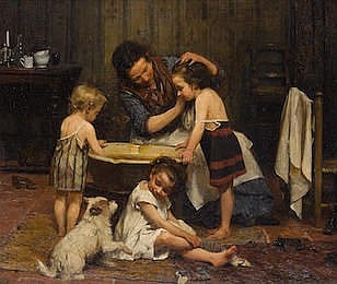 Luigi Morgari comparable auction result: luigi morgari italian born 1857 bathtime