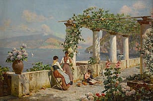 Augusto Lovatti comparable auction result: augusto lovatti italian 1852 1921 a terrace on capri