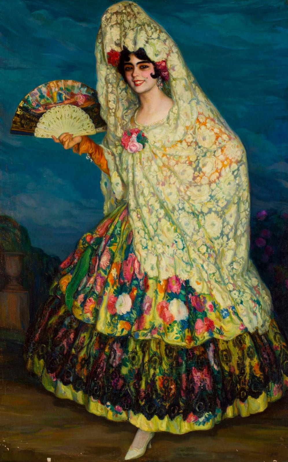 Joan Cardona Lladós comparable auction result: joan cardona llad s la maja de las flores oil on canvas