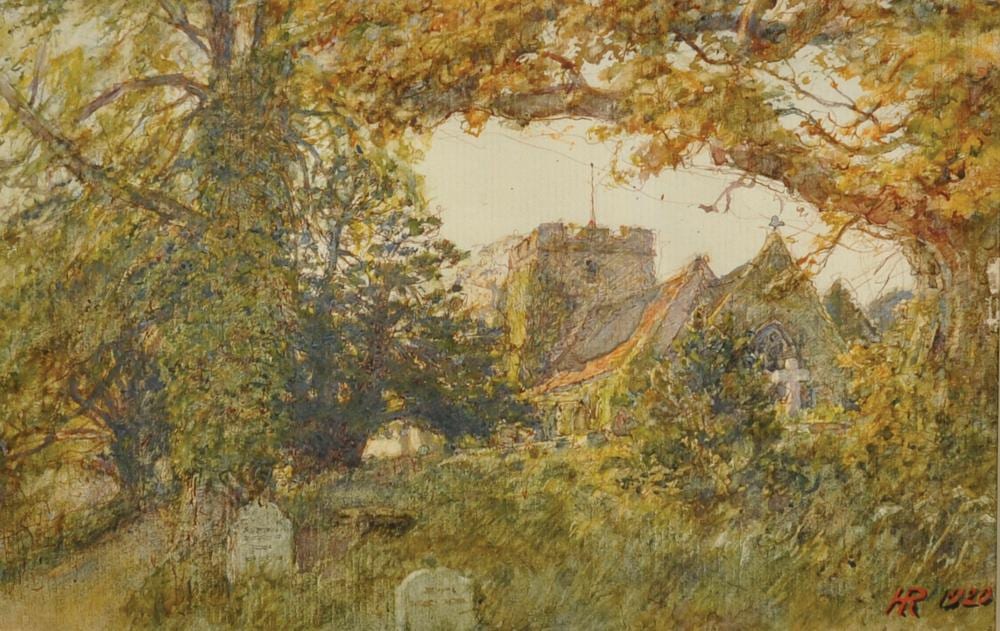 Henry Robert Robertson comparable auction result: henry robert robertson 1839 1921 british sussex country church watercolour signed with initials and dated 1920 and inscribed on a label on reverse 5 x 7 75