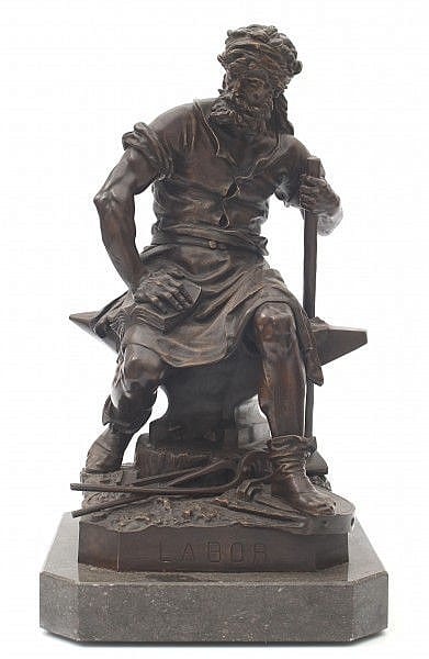 Charles Auguste Lebourg comparable auction result: charles auguste lebourg 1829 1906 a bronze sculpture smith on his anvil labor signed and