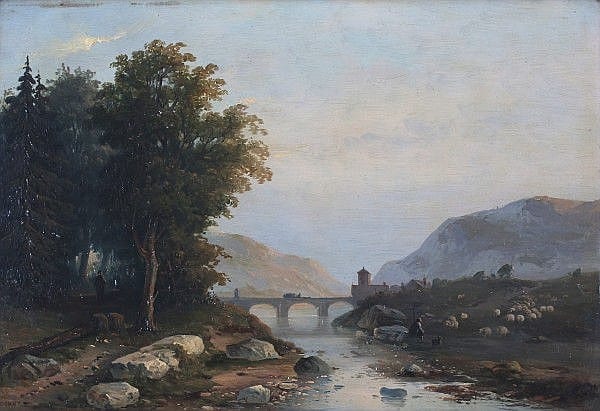 d sir donny 1798 1861 valley with a shepherd by a bridge signed lower left documented in t · Vendu Rotterdam · 2018-11-13 Désiré Donny comparable auction result: d sir donny 1798 1861 valley with a shepherd by a bridge signed lower left documented in t