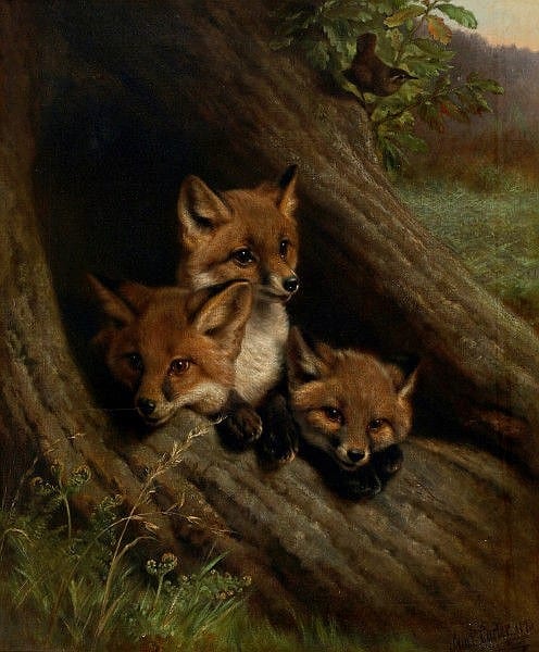 samuel john carter 1835 1892 young foxes in a hollow tree signed and dated 73 lower right · Vendu Rotterdam · 2018-11-13 Samuel John Carter comparable auction result: samuel john carter 1835 1892 young foxes in a hollow tree signed and dated 73 lower right