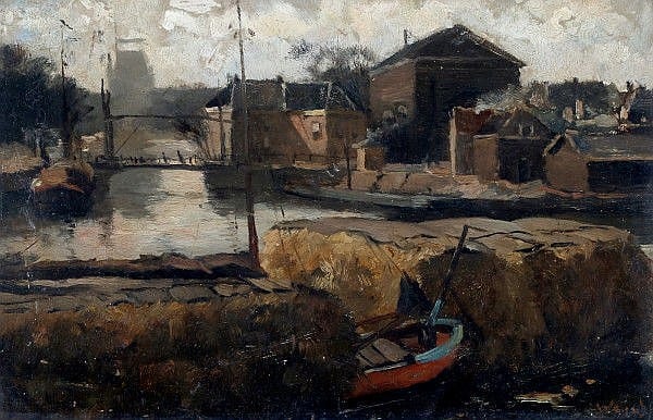 Jan Harm Weijns comparable auction result: jan harm weijns 1864 1945 boats with hay seen from the admiraliteitskade in rotterdam signed