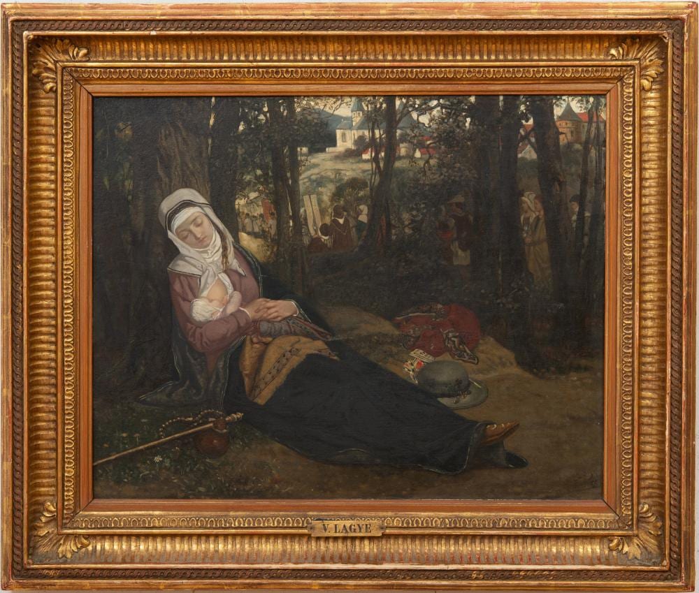 Victor Lagye comparable auction result: victor lagye 1825 1896 a resting woman on a pilgrimage
