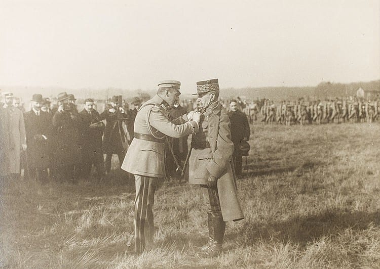 Henri Manuel comparable auction result: henri manuel 1874 1947 marshal jozef pilsudski rewarding french marshal ferdinand with the virtuti militari cross 1921
