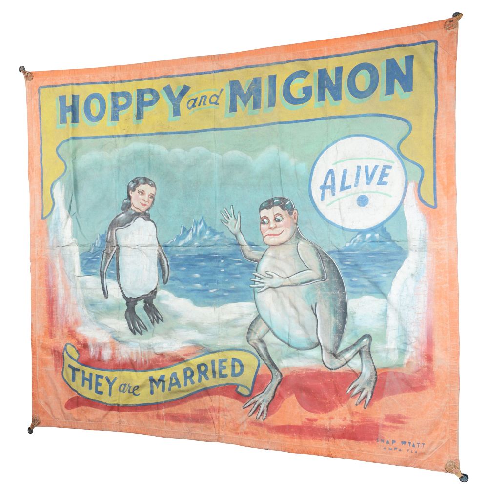snap wyatt hoppy and mignon sideshow banner · Morphy Auctions · 2018-12-12 Snap Wyatt comparable auction result: snap wyatt hoppy and mignon sideshow banner