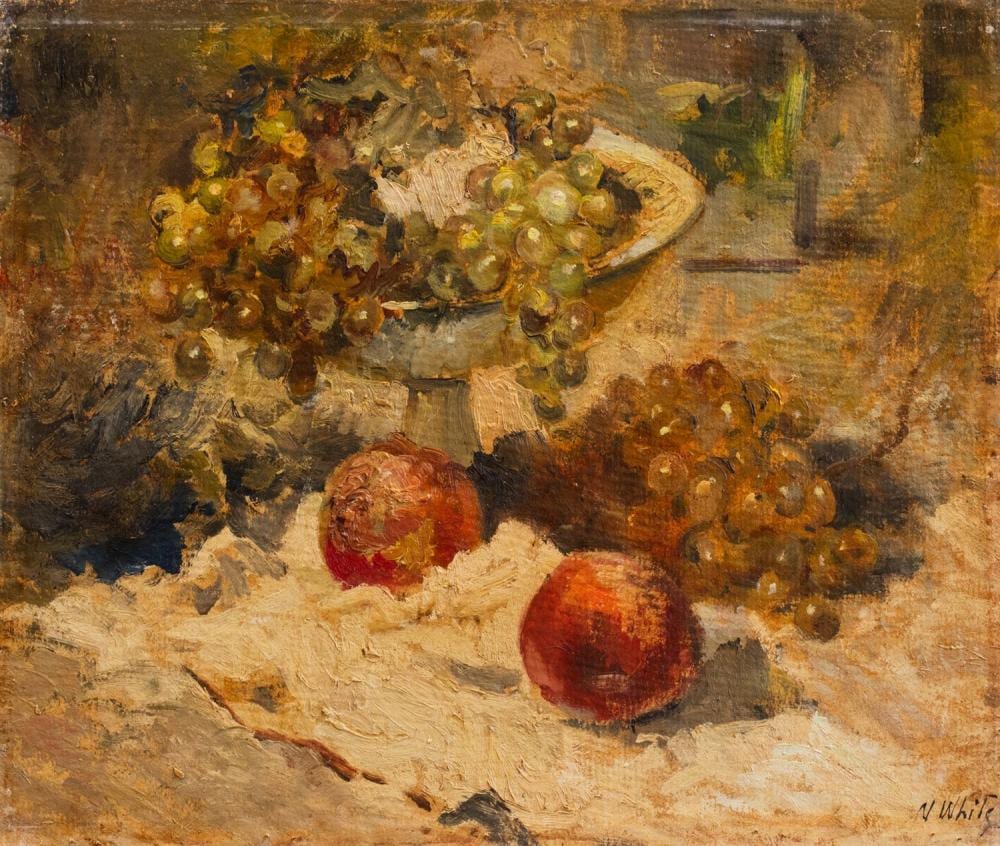 Valentino White comparable auction result: valentino white positano 1909 1986 4016 natura morta con alzata di frutta