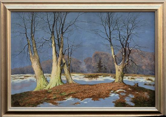 David Mead comparable auction result: david mead british 1906 1986 balcombe forest sussex oil on canvas signed lower right further signed
