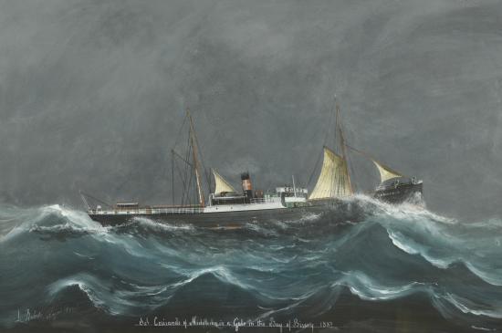 luigi roberto italian 1845 1910 ss corisande of middlesbro in a gale in the bay of biscay 1887 signed titled and dated lower · Cheffins · 2018-11-28 Luigi Roberto comparable auction result: luigi roberto italian 1845 1910 ss corisande of middlesbro in a gale in the bay of biscay 1887 signed titled and dated lower