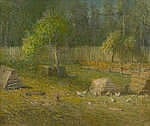 John Ferguson Weir comparable auction result: john ferguson weir 1841 1926 chicken yard at branchville farm at branchville 20 x 24in