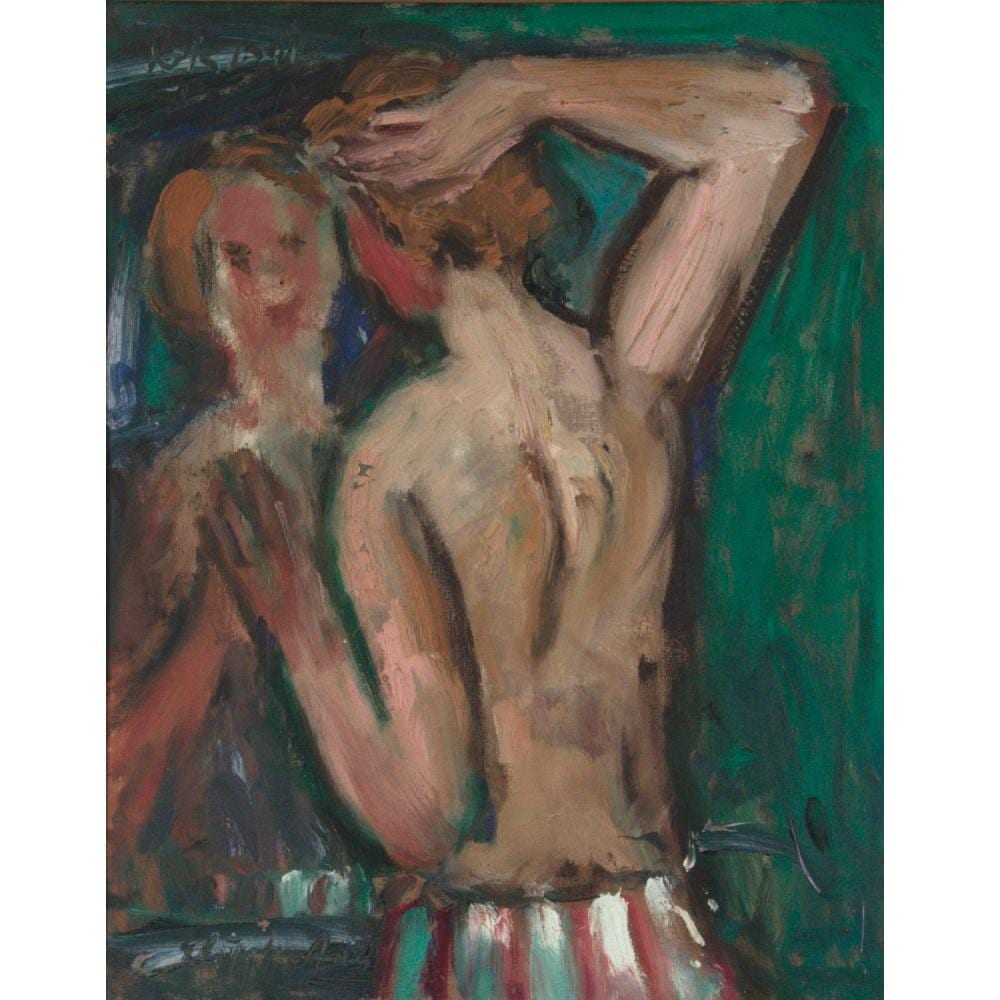 Eliahu Adler comparable auction result: eliahu adler 1912 figure in the mirror oil on canvas