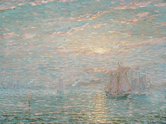 Charles A. Watson comparable auction result: charles a watson american 1857 1923 ships at sunset chesapeake bay oil on board 11 3 4 x 15 1 2 in 29 9 x 39 3 cm