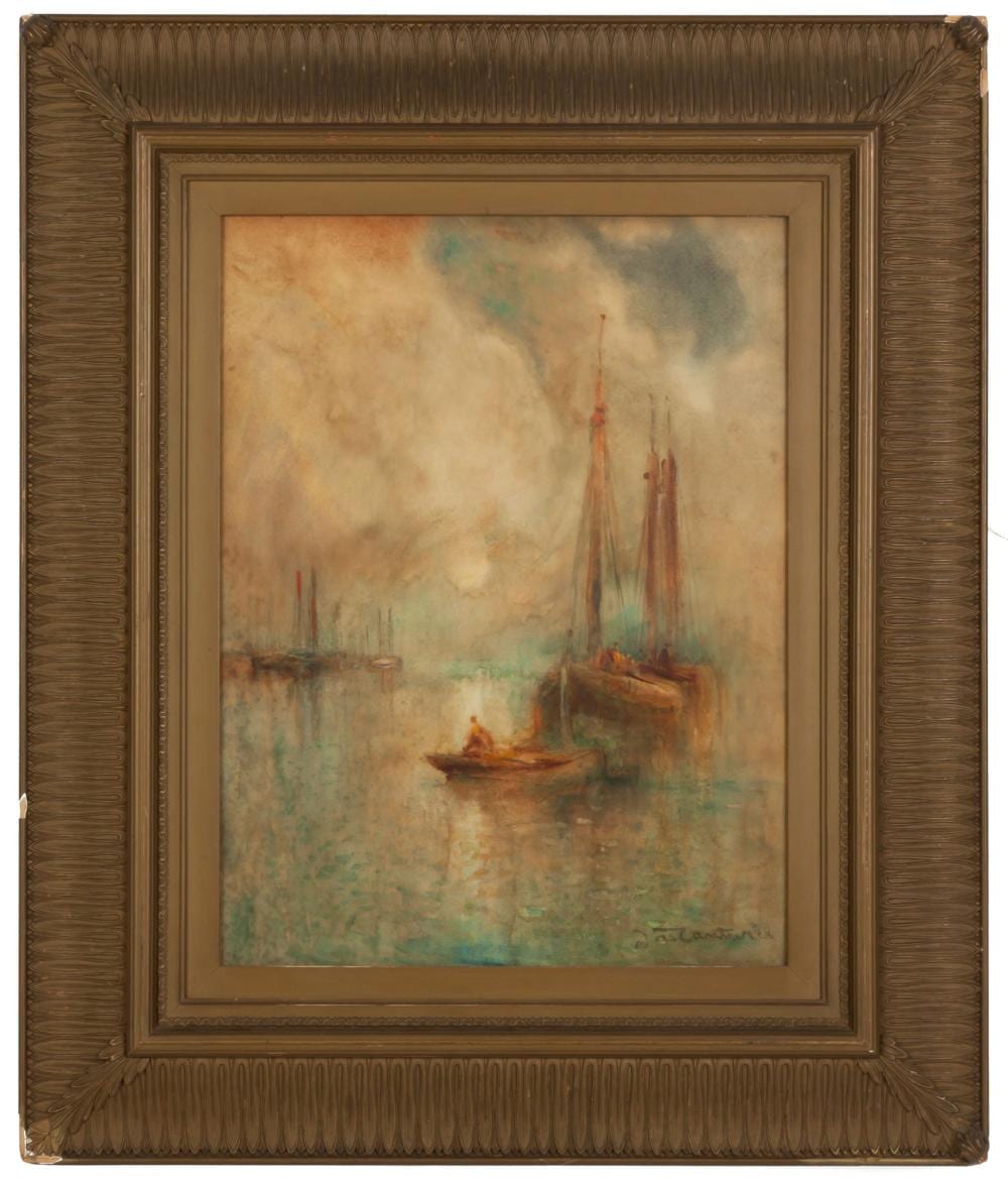James Cantwell comparable auction result: james cantwell american 1856 1926 harbor scene