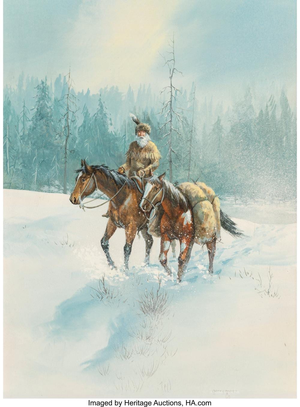 Gerry Michael Metz comparable auction result: gerry michael metz american b 1943 the lonely trail in oil on board 14 3 8 x