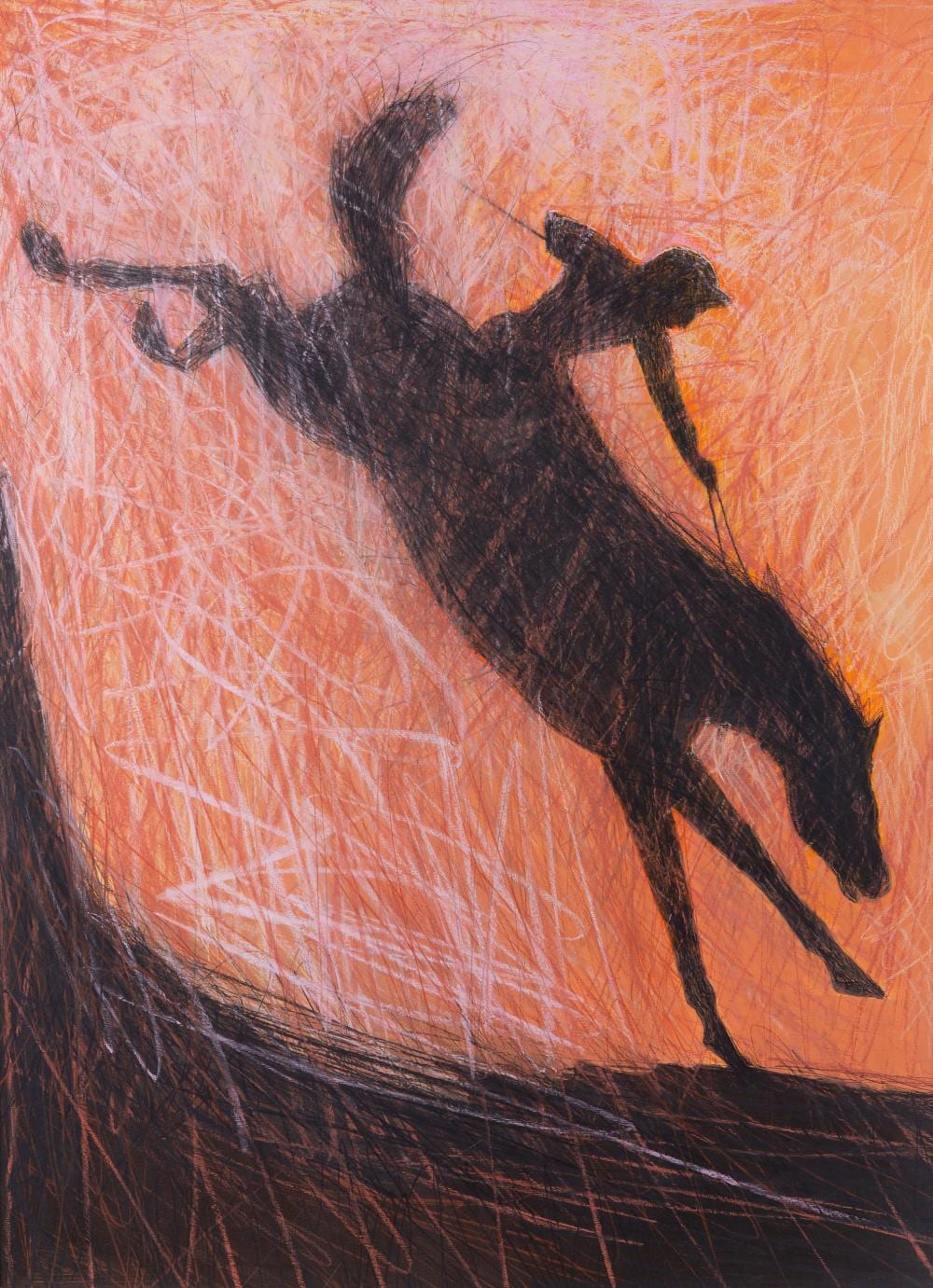 Ross Wilson comparable auction result: ross wilson b 1957 big red jumpmixed media on paper 109 x 78cm 43 x 30 signed with initials