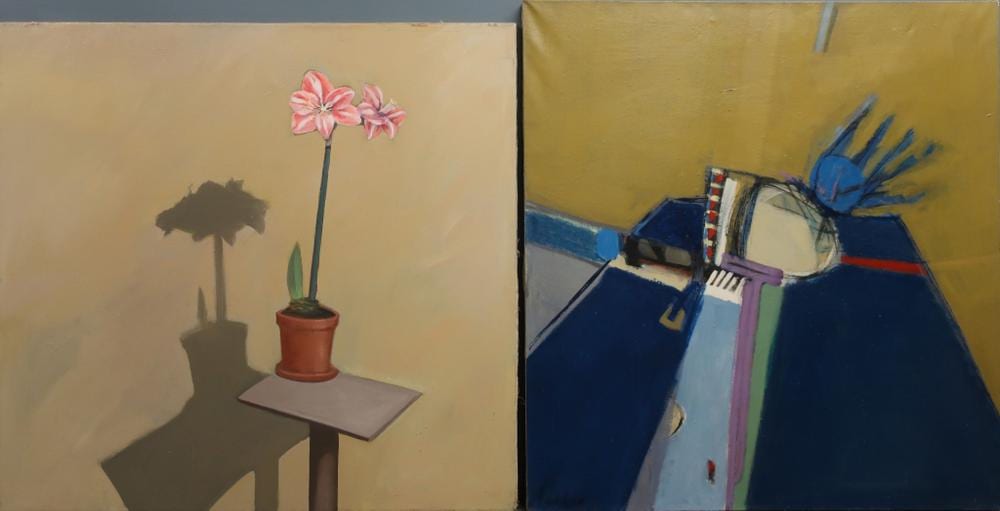 Jimmy Lueders comparable auction result: two oil on canvas paintings by jimmy lueders