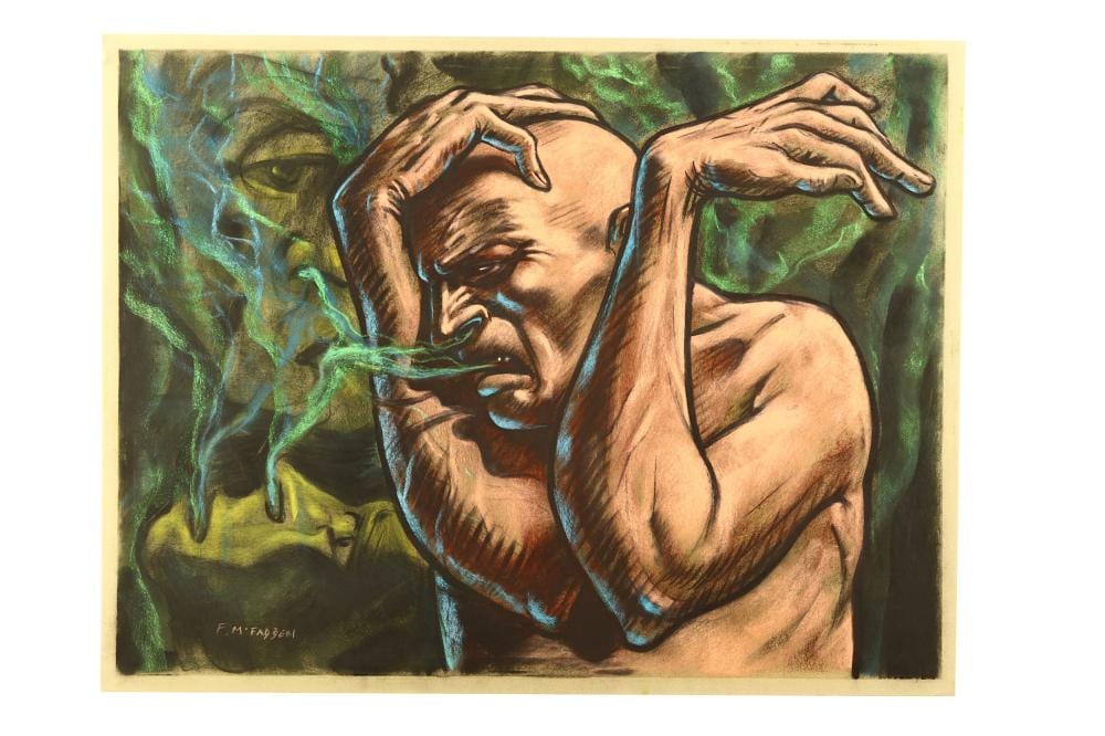 Frank G. McFadden comparable auction result: frank mcfadden scottish 1972 present dubbed up pastel on paper signed bottom left 50 x 65 cm 19 75 x 25 5 inches
