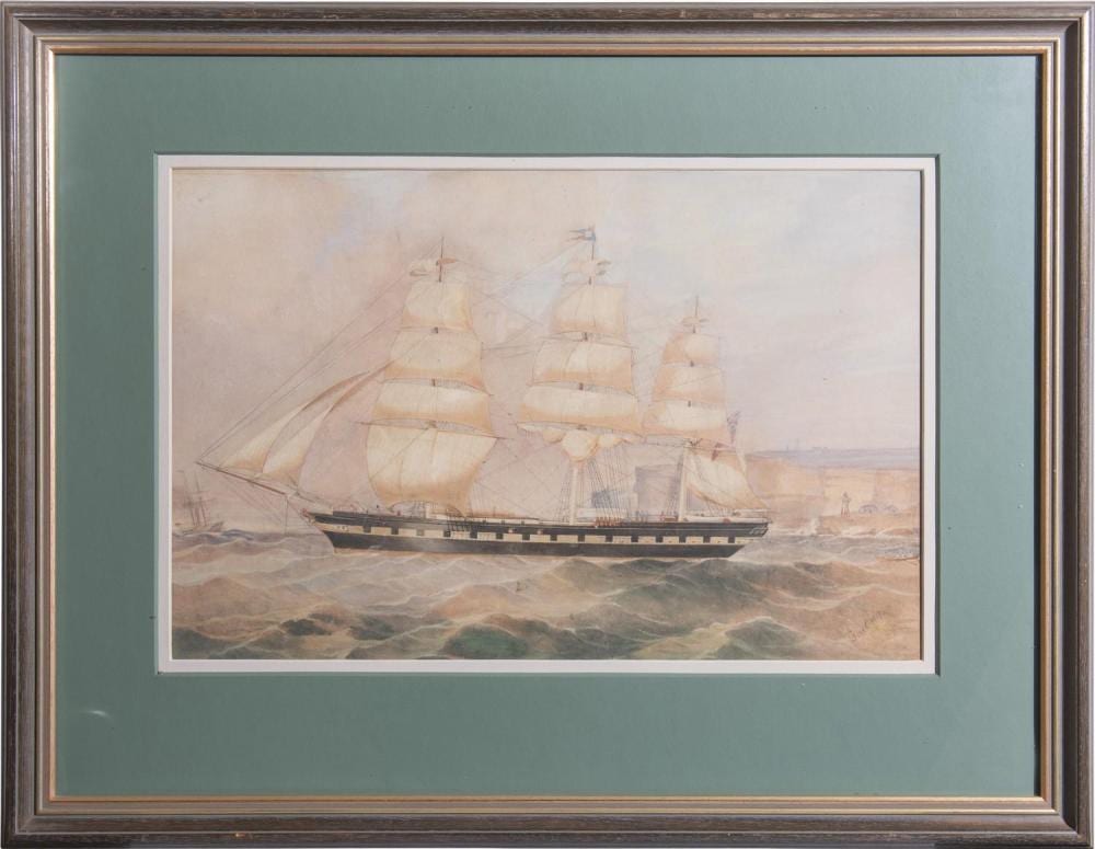 Frederick Garling comparable auction result: frederick garling 1806 1873 the parramatta in full sail off sydney heads c 1870 pen ink and watercolour