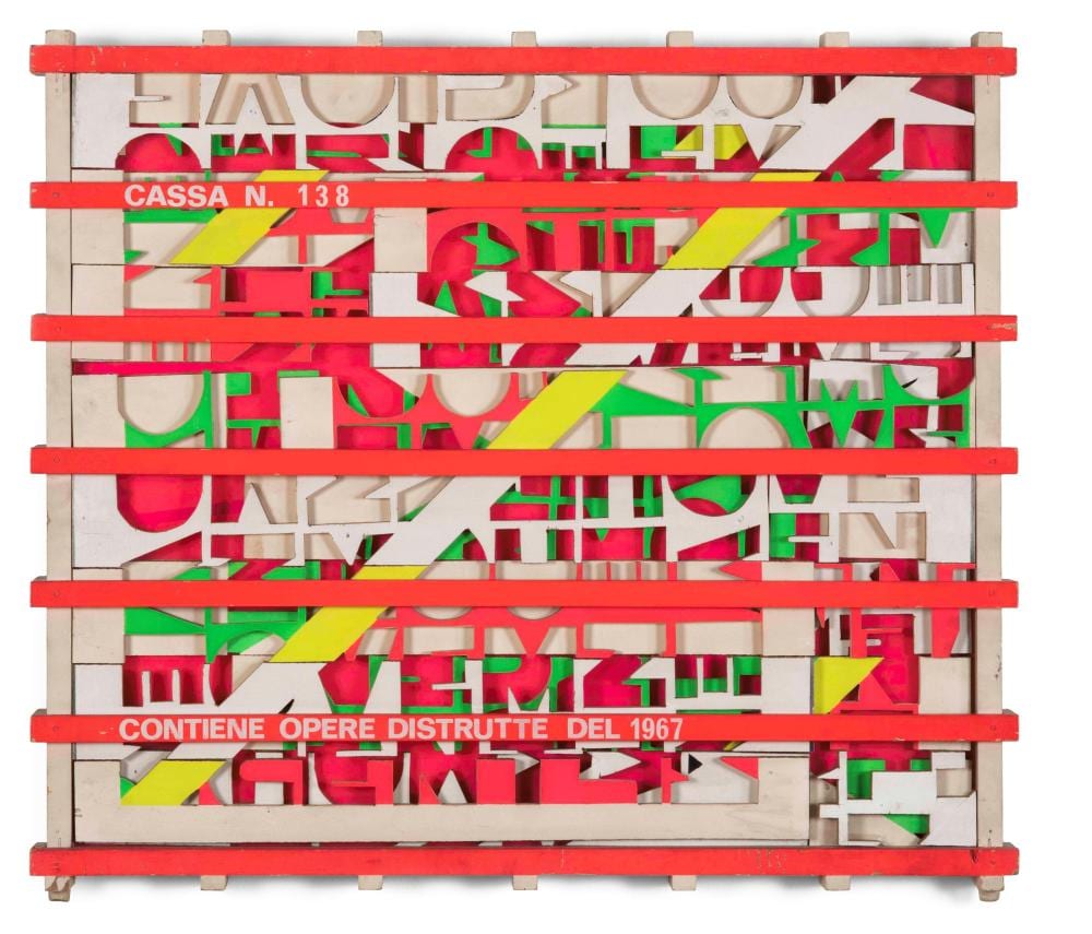 Guglielmo Achille Cavellini comparable auction result: guglielmo achille cavellini 1914 1990 cassa n 138 contiene opera distrutta 1967