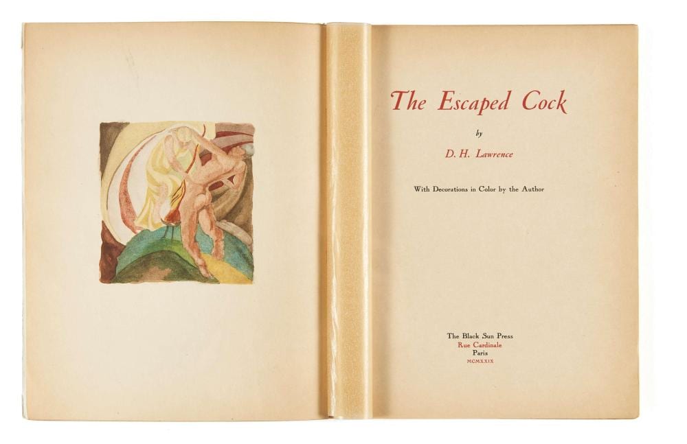David Herbert Lawrence comparable auction result: david herbert lawrence 1885 1930 the escaped cock