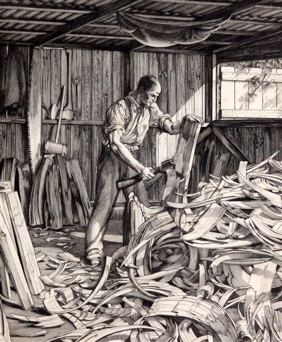 William Washington comparable auction result: william washington 1885 1956 wood shaving 10 x 8 25in