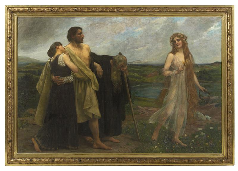 Alexander Demetrius Goltz comparable auction result: alexander demetrius goltz hungarian austria 1857 1944 aeneas being escorted to the underworld by the sibyl of cumae 1896 oi