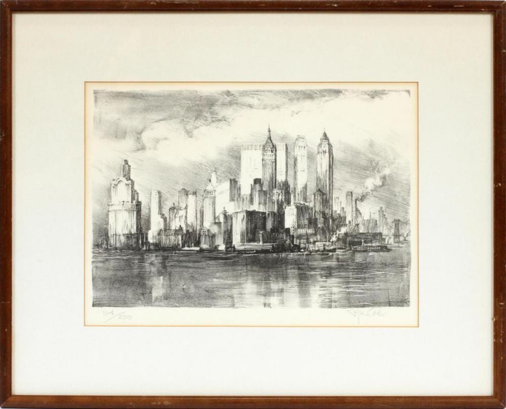 Lili Réthi comparable auction result: lili rethi lithograph on paper city skyline