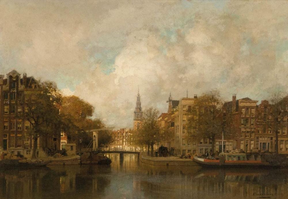 Karel Klinkenberg comparable auction result: karel klinkenberg 1852 1924 gezicht op amsterdam vanaf de groenburgwal met de zuiderker