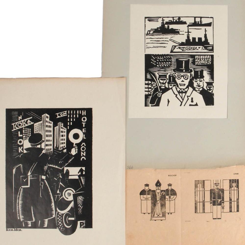 Petrus Alma comparable auction result: peter alma 1886 1969 bisschop cipier reeks van twee houtsnedes op kalk papier m
