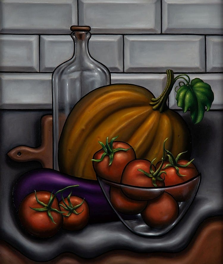 Maciej Mackiewicz comparable auction result: maciej mackiewicz b 1977 pumpkin and tomatoes 2018 69 x 58 cm dimensions in frame